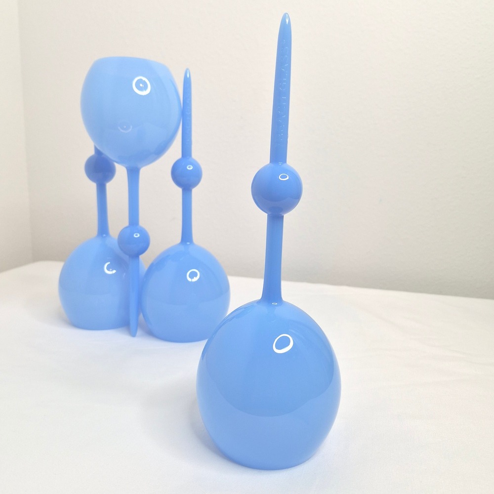 The Beach Glass Floating Wine Glasses Blue Acrylic Outdoor Pool Sand Set of 4